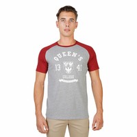 Männer T-Shirt von der Universität Oxford QUEENS-RAGLAN-MM - grau / rot