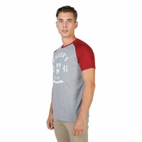 Männer T-Shirt von der Universität Oxford QUEENS-RAGLAN-MM - grau / rot