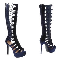 Ladies Open Stiefel mit hohem Absatz - blau