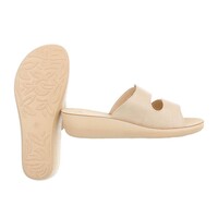Damen Slipper mit Klettverschluss - beige