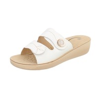 Damen Slipper mit Klettverschluss - weiß