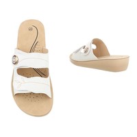 Damen Slipper mit Klettverschluss - weiß