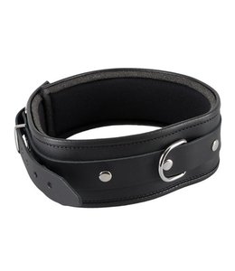 Zado Leren Halsband met Ring - Zwart