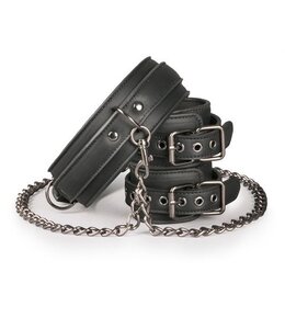 Easytoys Fetish Collection Kunstleren halsband met enkelboeien