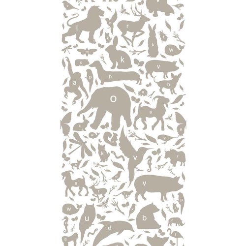 KEK Amsterdam Dieren ABC Behang taupe KEK Amsterdam Dieren ABC Behang taupe