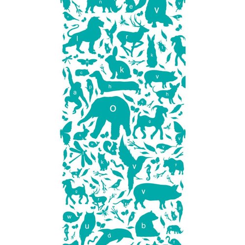 KEK Amsterdam Dieren ABC Behang Turquoise KEK Amsterdam Dieren ABC Behang Turquoise