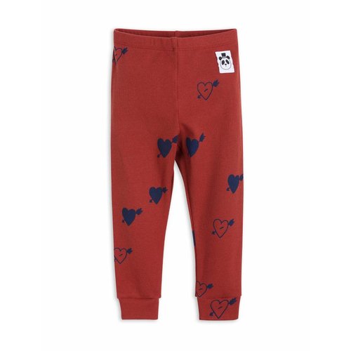 Mini Rodini Heart Rib Leggings Red Mini Rodini Heart Rib Leggings Red