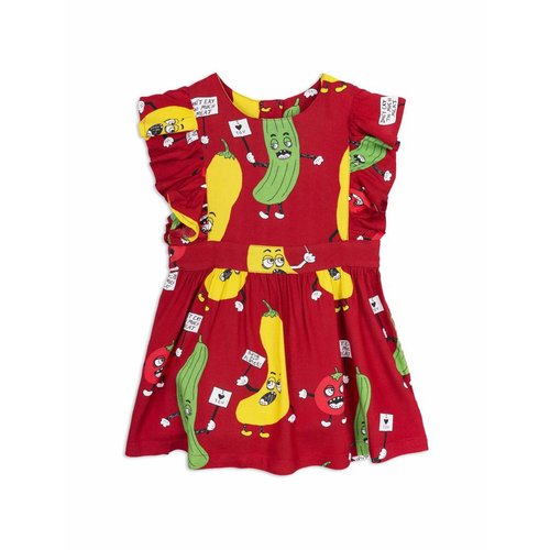 Mini Rodini Veggie Woven Ruffled Dress Red Mini Rodini Veggie Woven Ruffled Dress Red