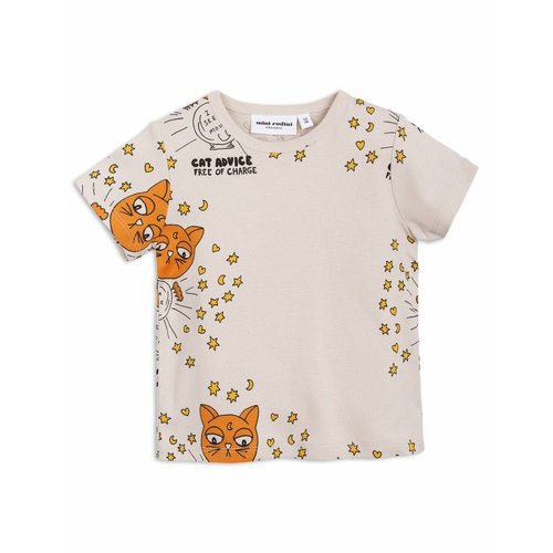 Mini Rodini T Shirt - Cat Advice SS Tee Beige Mini Rodini T Shirt - Cat Advice SS Tee Beige