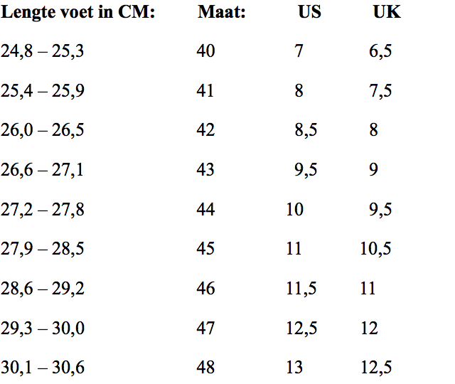 Grote schoenmaat best sale