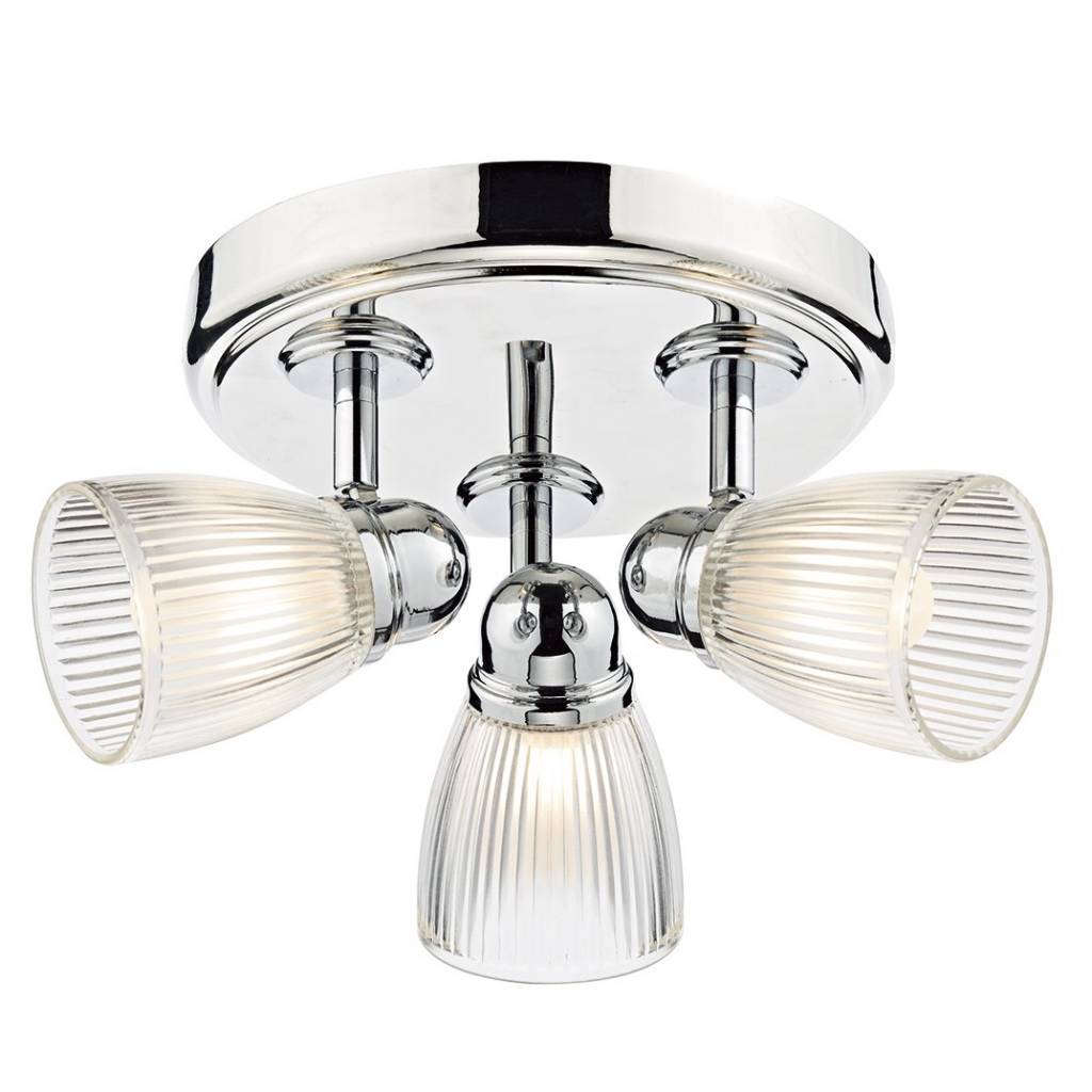 Ribbed Glass 3 Light Fitting Polished Chrome Lightbox