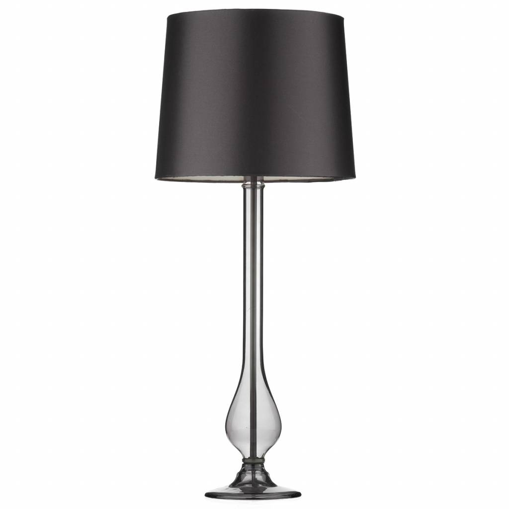 Smoked Glass Table Lamp With Grey Faux Silk Shade Lightbox Smoked Glass Table Lamp With Grey Faux Silk Shade