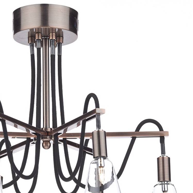 Industrial Cable Semi Flush 6 Light Brushed Copper Lightbox Industrial Cable Semi Flush 6 Light Brushed Copper