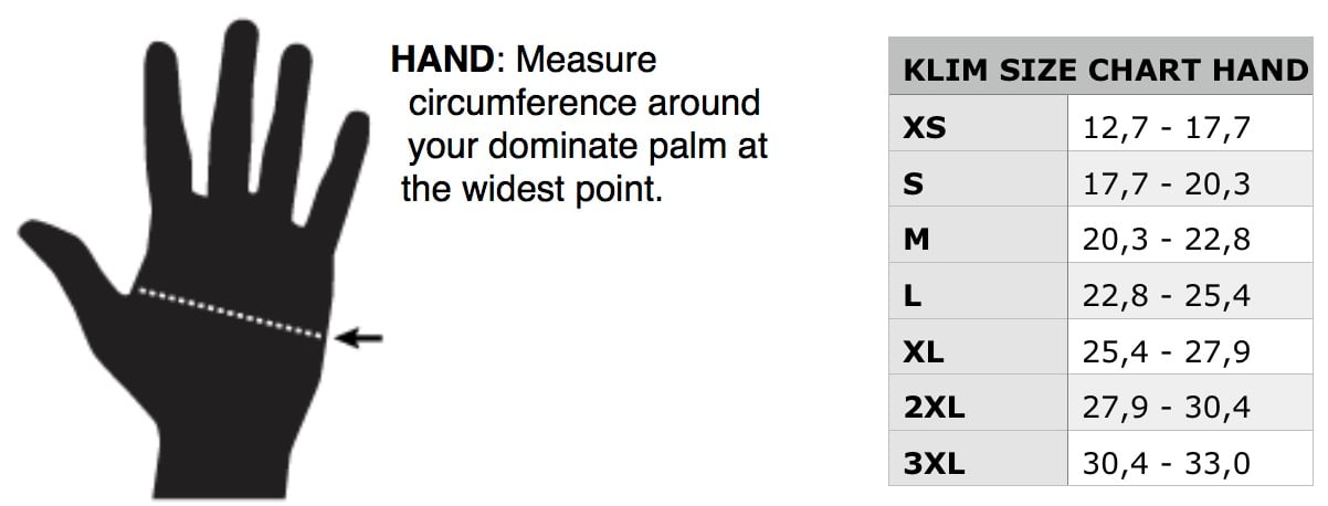 KLIM Size chart Women