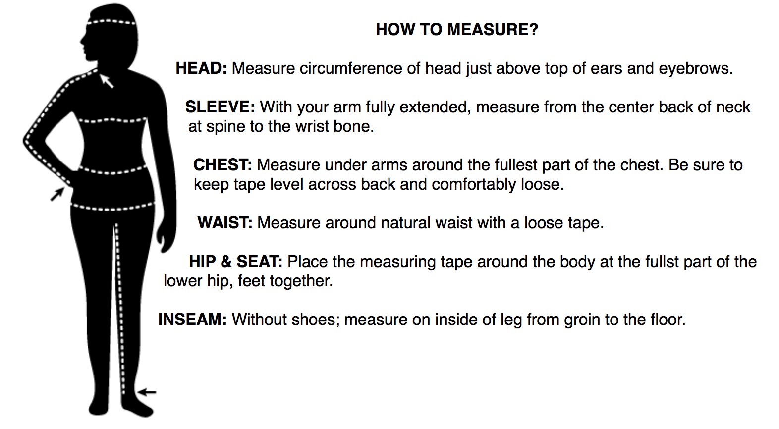 KLIM Size chart Women 