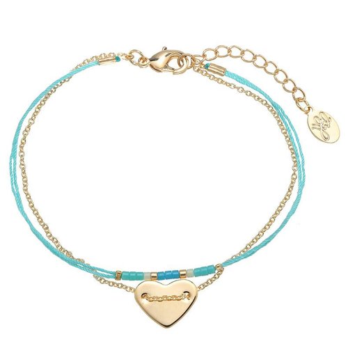 Armband heart on string gold blue Armband heart on string gold blue