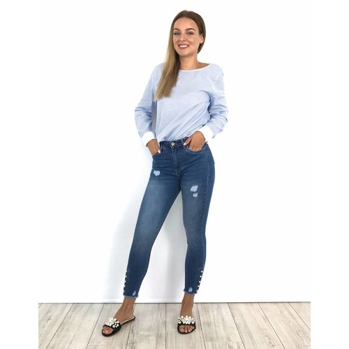 Queen Hearts Jeans skinny crop pearly detail Queen Hearts Jeans skinny crop pearly detail