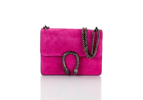 pink suede tote bag