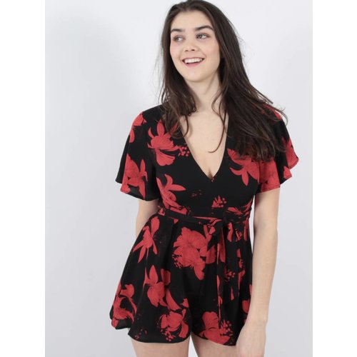 Vera & Lucy Playsuit red flowers Vera & Lucy Playsuit red flowers