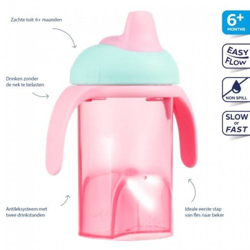 Difrax Difrax roze anti lek drinkbeker zachte tuit Difrax Difrax roze anti lek drinkbeker zachte tuit
