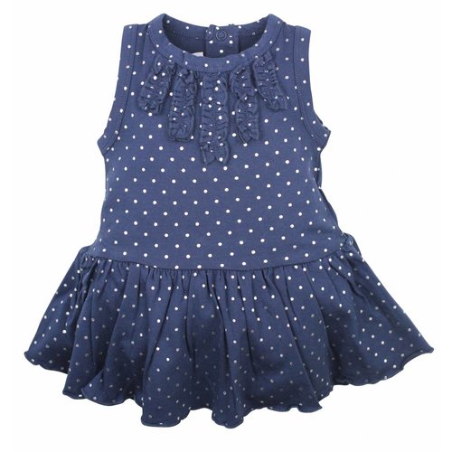 Dirkje kinderkleding Dirkje Babywear blauwe jurk zilveren bollen Dirkje kinderkleding Dirkje Babywear blauwe jurk zilveren bollen
