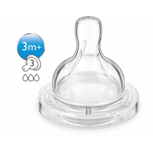 Avent Avent classic + zuigspeen 3 gaatjes +3M Avent Avent classic + zuigspeen 3 gaatjes +3M