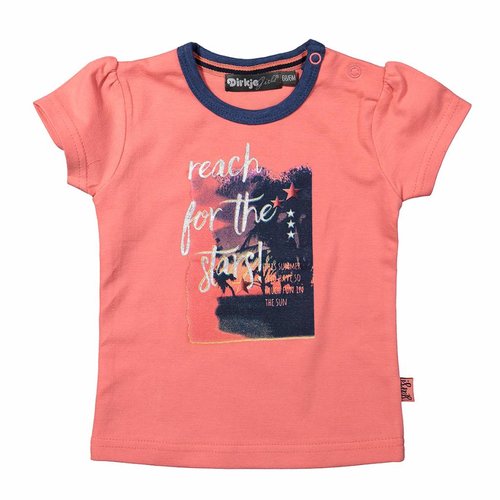 Dirkje kinderkleding Dirkje 't shirt Reach te stars - coral pink Dirkje kinderkleding Dirkje 't shirt Reach te stars - coral pink