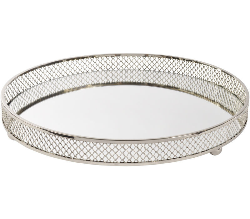 Home Round Rushford Nickel Plated Mirror Tray The Pavilion Round Rushford Nickel Plated Mirror Tray