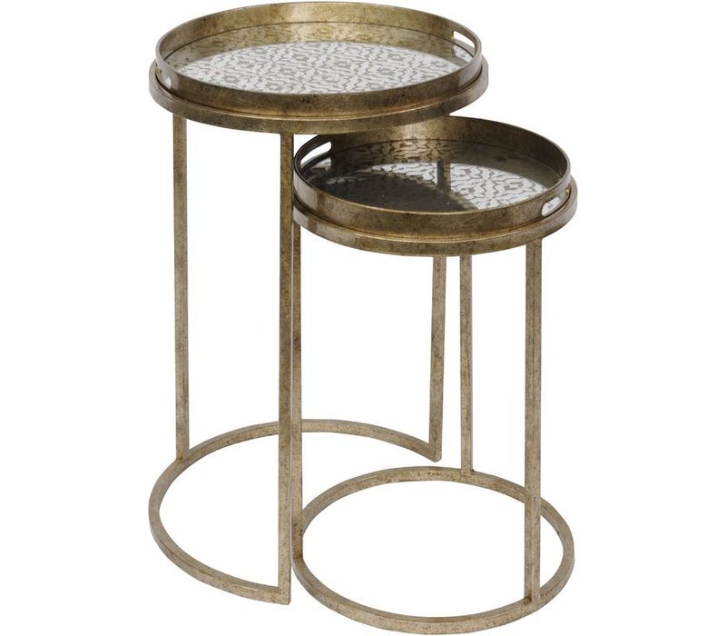Home Vienna Antique Gold Diamond Set Of 2 Side Tables The Vienna Antique Gold Diamond Set Of 2 Side Tables