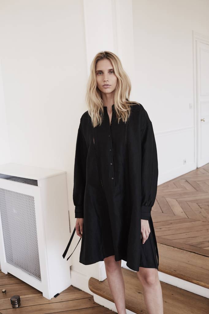 La Collection Julietta linen-silk dress black