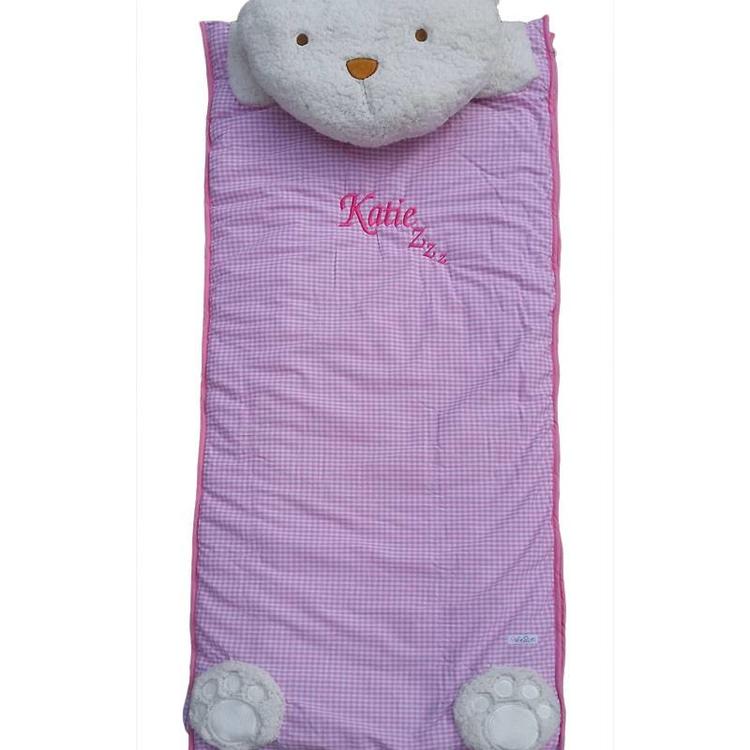 Girls Pink Indoor Sleeping Bag with Stylish Gingham Print The Name Shops