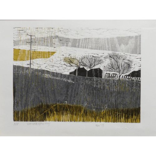Anita J Burrows Letzter Spaziergang des Tages - Holzschnitt Anita J Burrows Letzter Spaziergang des Tages - Holzschnitt