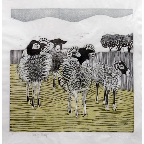 Anita J Burrows Sassy Sheep - Holzschnitt Anita J Burrows Sassy Sheep - Holzschnitt