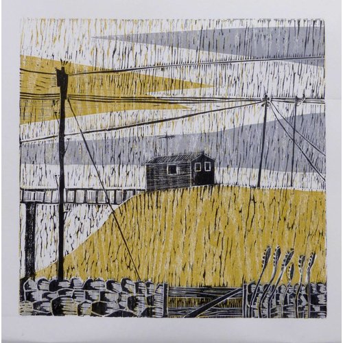 Anita J Burrows Wires Crossed - Woodcut Anita J Burrows Wires Crossed - Woodcut