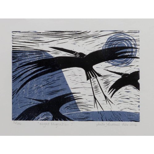 Anita J Burrows Night Migration - Linocut Anita J Burrows Night Migration - Linocut