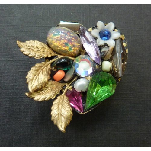 Annie Sherburne Vintage heart leaf crystal brooch Annie Sherburne Vintage heart leaf crystal brooch