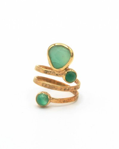 Tonia Makri Ring met groene edelstenen