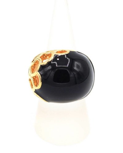 Ring met grote zwarte steen