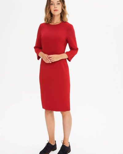Zenggi Fitted Crepe Dress Warm Red