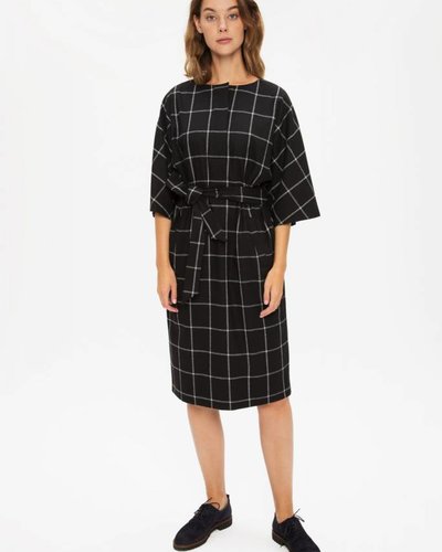 Zenggi Flannel Check Kimono Dress Black
