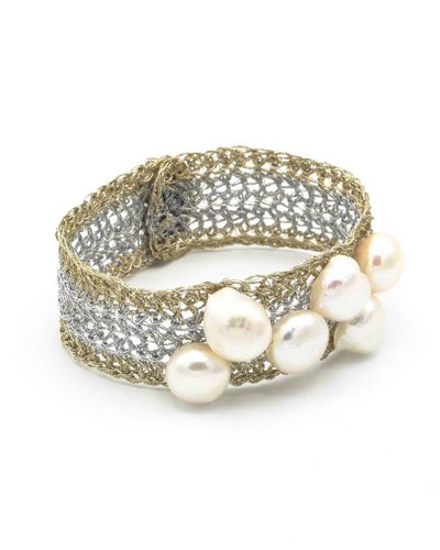 Vasso Galati Armband zilverdraad met parels