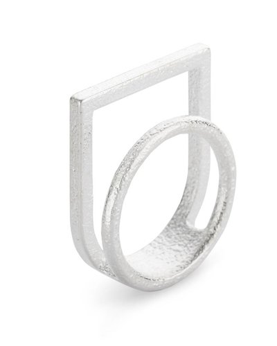 Ola Ring dubbel met kader zilver