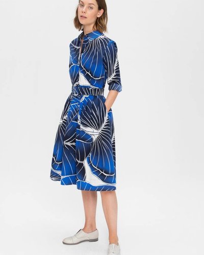 Zenggi Leaf Print Shirt Dress Midnight Blue
