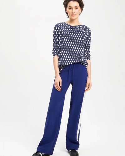 Zenggi Draped Top Block Print Sapphire