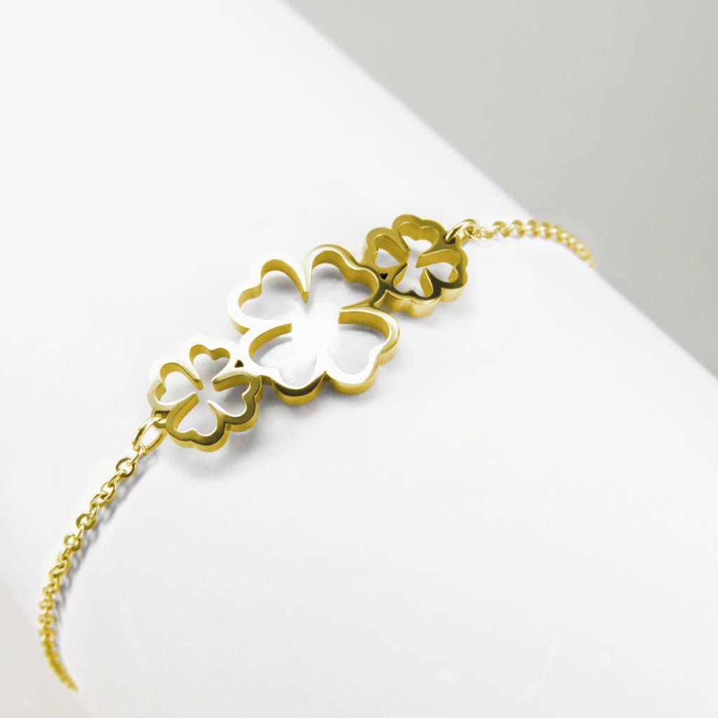 Bracelet With 3 Four Leaf C Ponytail Co Bracelet With 3 Four Leaf C