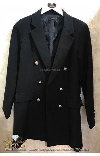 BLACK - 'KIMMY' - GOLD BUTTON BLAZER BLACK - 'KIMMY' - GOLD BUTTON BLAZER