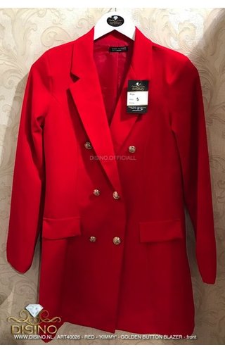 RED - 'KIMMY' - GOLD BUTTON BLAZER RED - 'KIMMY' - GOLD BUTTON BLAZER