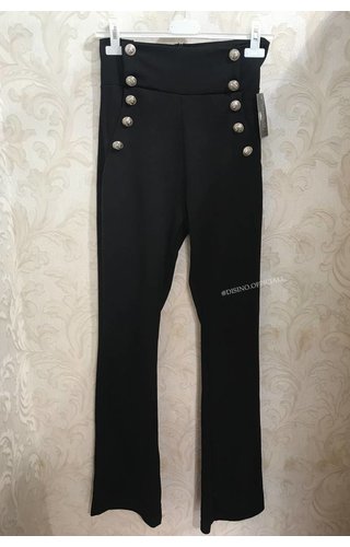 BLACK - 'JAYLIN' - GOLDEN BUTTON PANTS BLACK - 'JAYLIN' - GOLDEN BUTTON PANTS