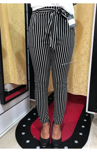BLACK - 'DANIA' - STRIPED PANTS BLACK - 'DANIA' - STRIPED PANTS