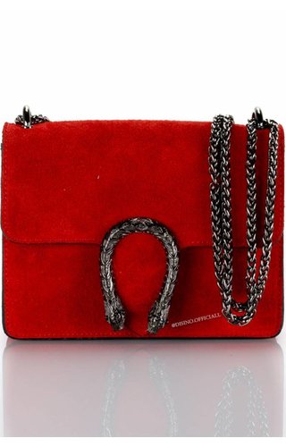 RED - SMALL - REAL SUEDE INSPIRED SNAKE BAG RED - SMALL - REAL SUEDE INSPIRED SNAKE BAG